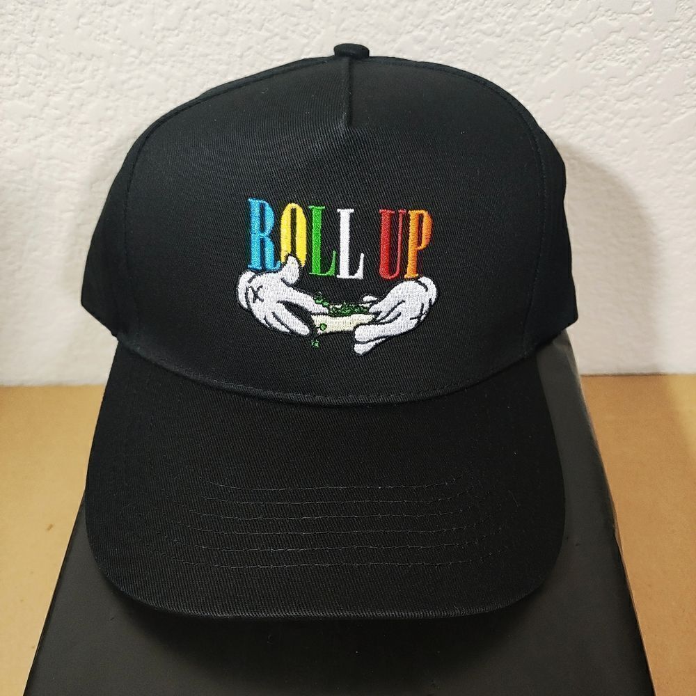 Roll Up In My Strapback Black Hat Cap